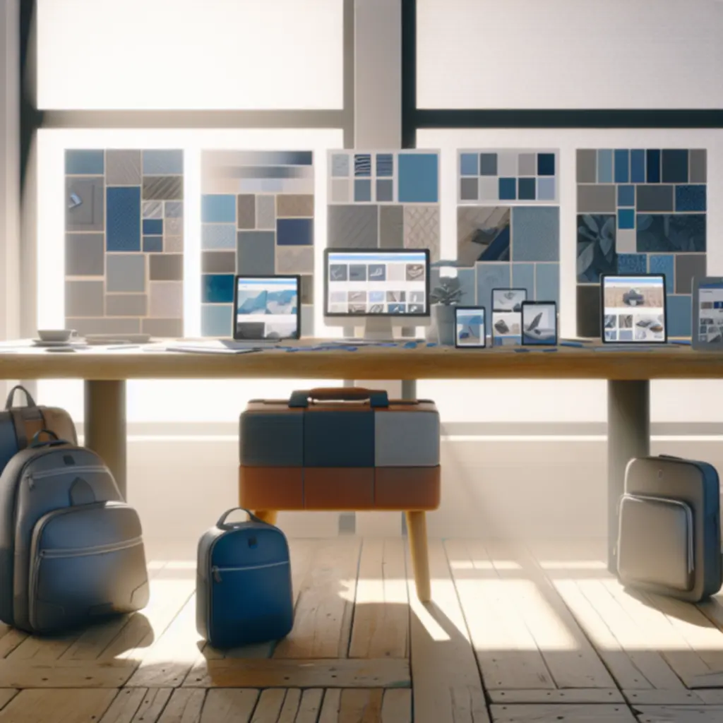 Nowoczesne biuro projektowe ilustrujące inspiracje designem traveelgear